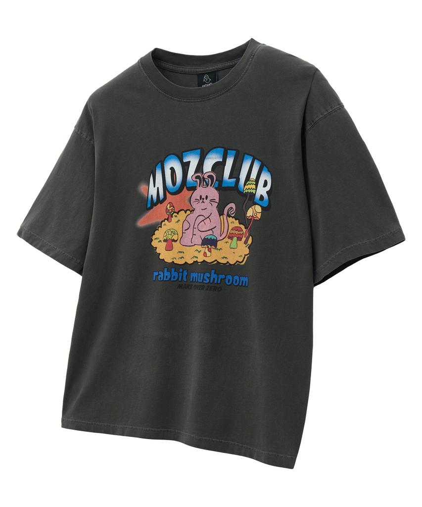 MOZMOZ High Rabbit Oversized Pigment Short Sleeve T-Shirt Charcoal
