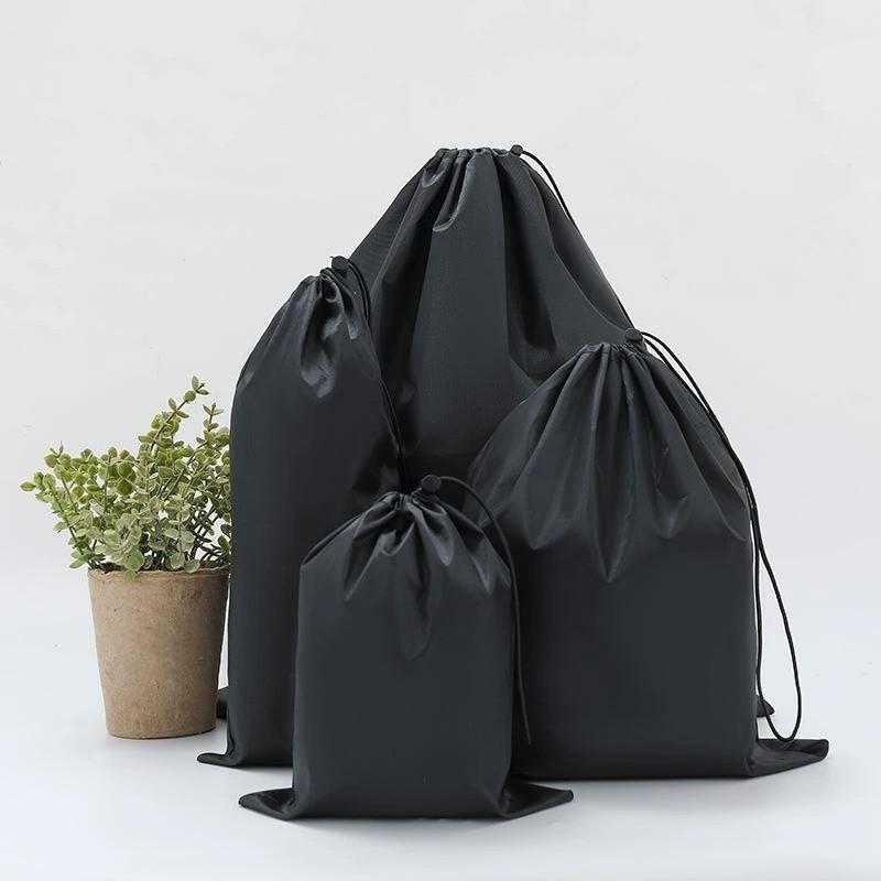 Portable Dustproof Drawstring Shoes Pouch Organizers Waterproof Drawstring Bag Black Nylon Bag Shoes Storage Bags for Travel