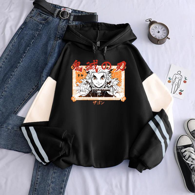 Rengoku Kyoujurou Demon Slayer Graphic Hoodies Manga Print Hoodie Fall Winter Long Sleeves Fleece Sweatshirt Men Women Clothing