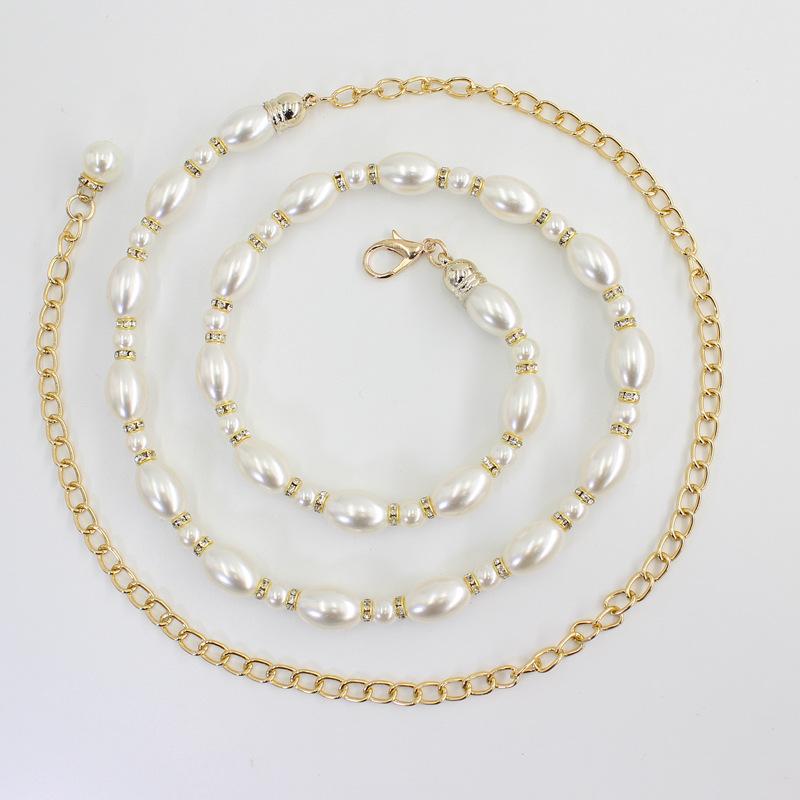 Spring And Summer Women'S Simple Dress Decorative Waist Belt With Suit Skirt Personalized Rhinestone Inlaid Pearl Waist Chain