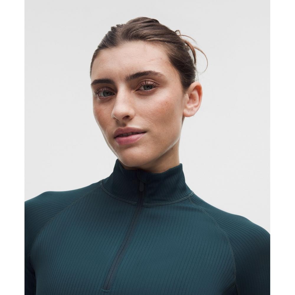 Lululemon It S Rulu Ribbed Cropped Half Zip  Updated Indochine Blue