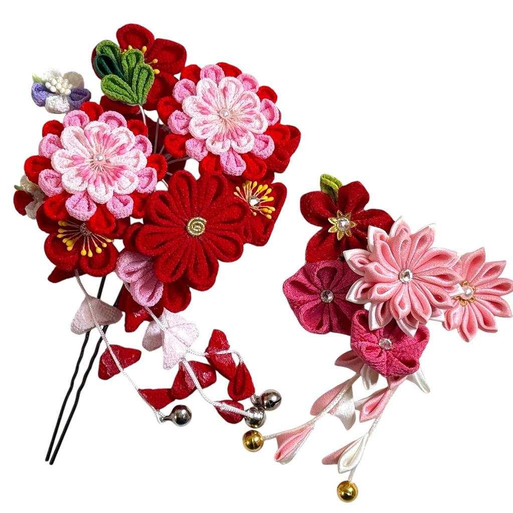 Hair ornament for Coming-of-Age Ceremony (for furisode kimono), red, KZ-4