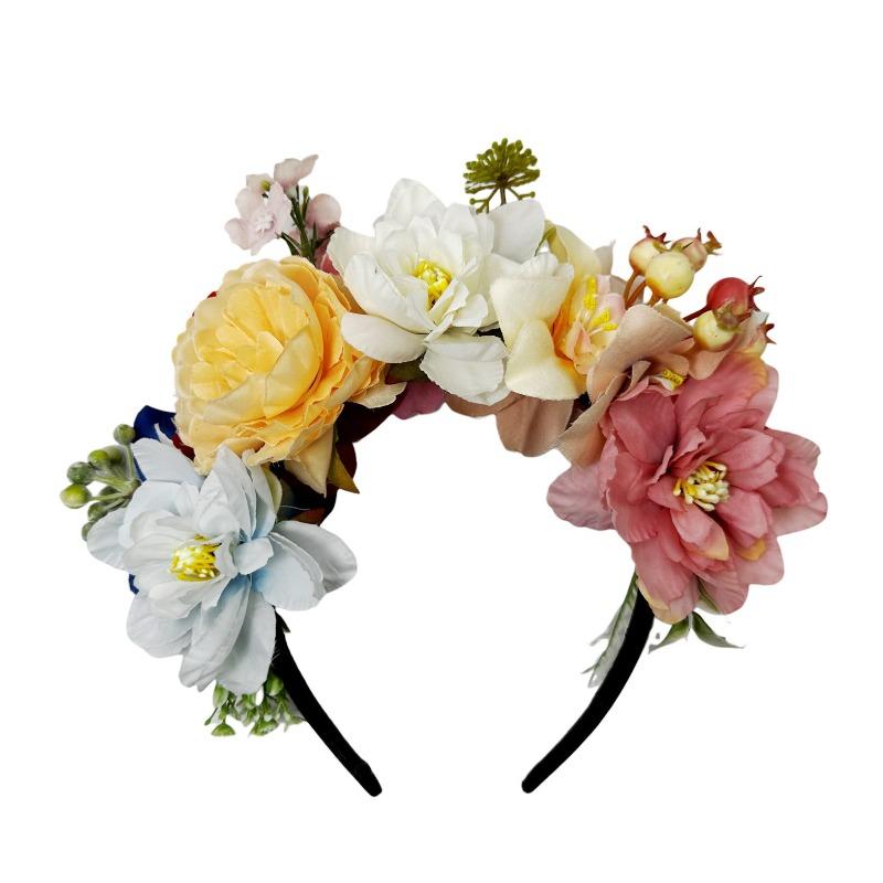 New simulation fabric orchid head buckle bridal wedding rose headband light luxury double row fake flower headgear