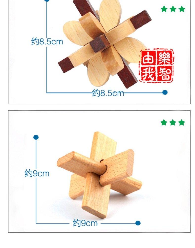 3D Konfucius Puzzle Sada 9 typů 3D intelektuální hračka pro dospělé strategická mapa v ceně přírodní dřevo obtížnost [Mythology Plaza] (Návod k použití)
