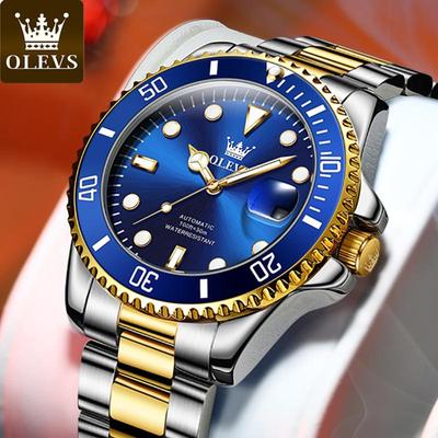 OLEVS 6650 met geschenkdoos Luxe groen waterspook automatisch mechanisch horloge Waterdicht herenhorloge Herenhorloge