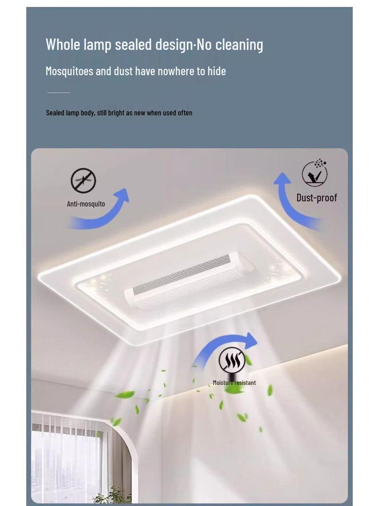 Leafless Ceiling Fan Light: Modern Smart Voice-Control Tricolor for Living Room & Bedroom - 110V, English