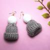 Menglei Winter Wool Hat Pom Pom Earrings - Christmas Ear Jewelry Accessories