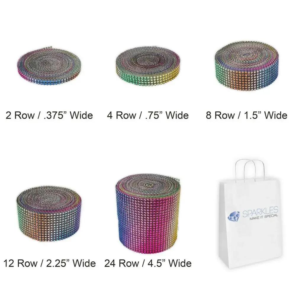 1 Yard 24 Rows Rhinestones Mesh Trimming Ribbon Wedding Diamond Rhinestone Cup Chain Party Decoration Cake