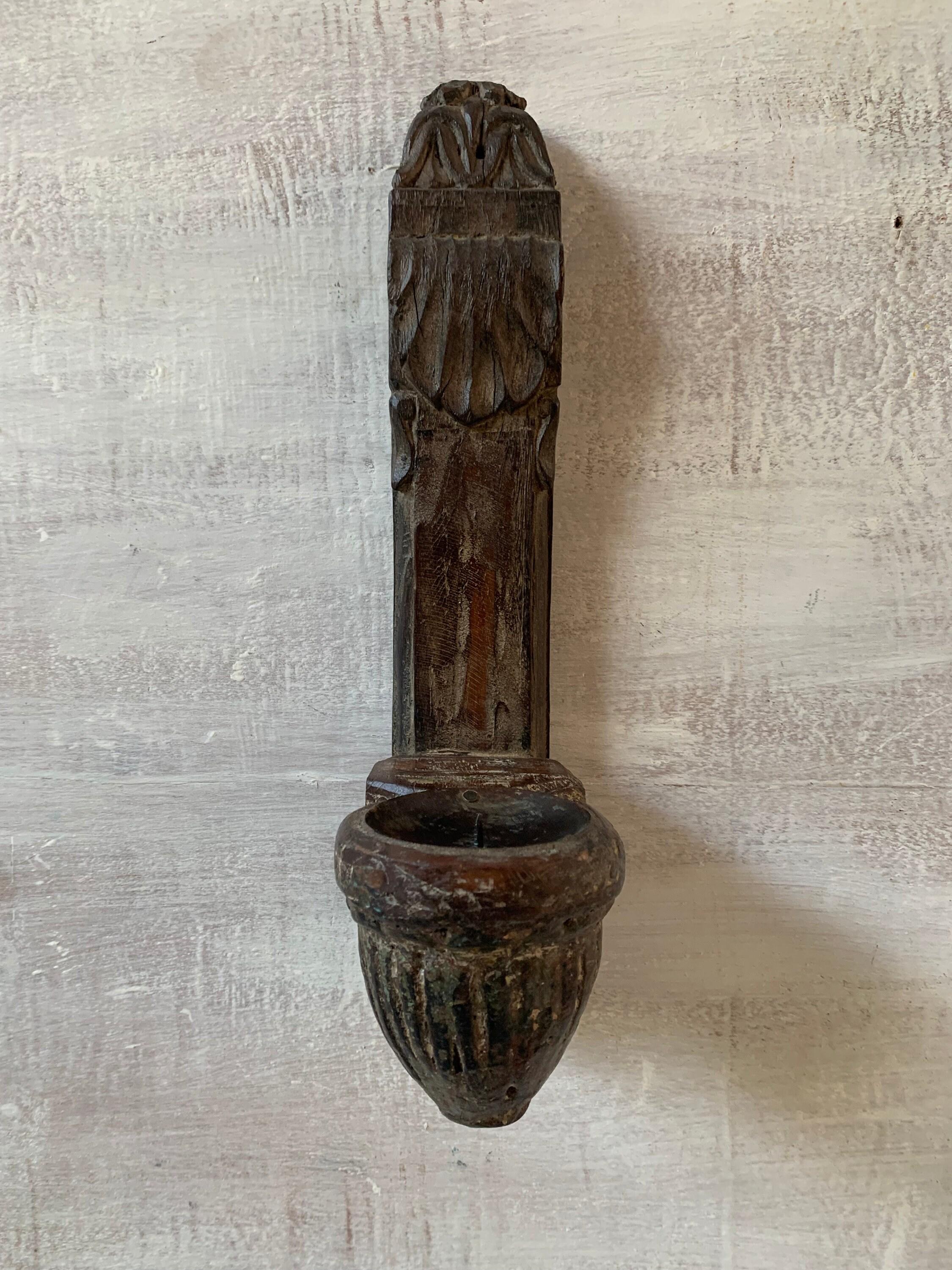 

Antique Hand Carved Wooden Candlestick Holder: Rustic Indian Wall Decor 16” X 8” X 24” (l x w x h) разноцветный