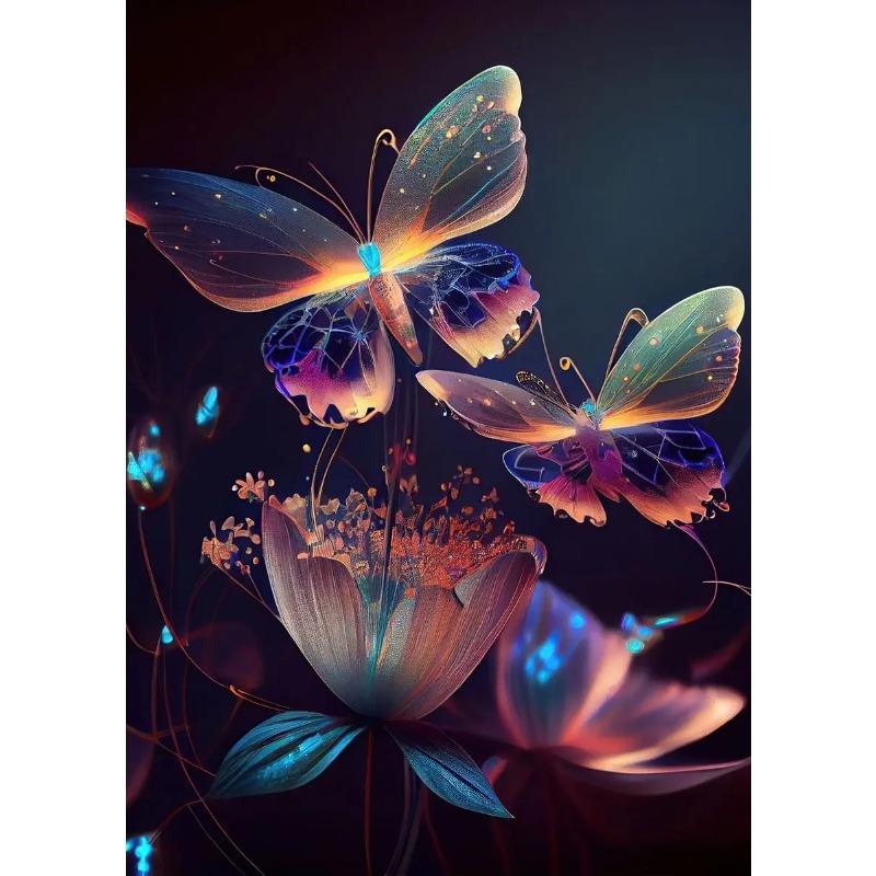 Colorful Pink Purple Butterfly Poster Abstract Glowing Butterfly Wings Print Canvas Painting Living Room Decor Wall Art Pictures