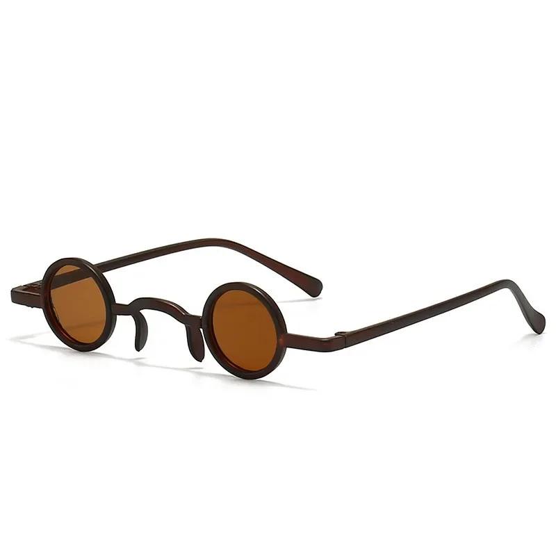 Vintage Rock Punk Man Sunglasses Classic Small Round Sunglasses Women Wide Bridge Metal Frame Black Lens Eyewear Driving 2023