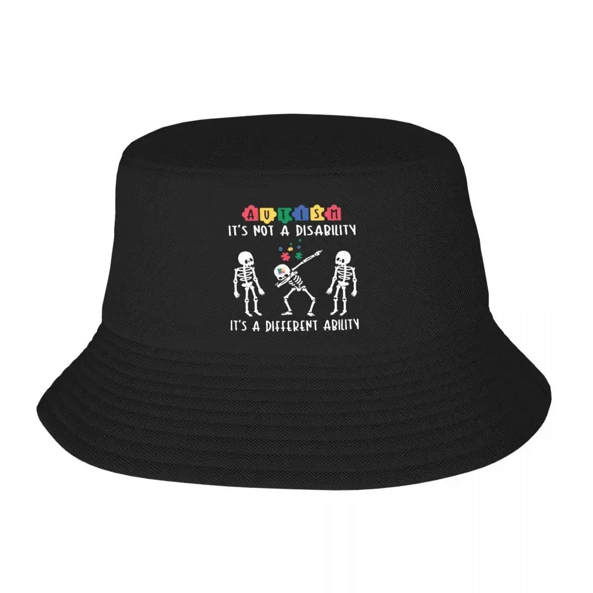 New Custom Funny Black Autism Quotes Bucket Hat Women Unisex Beach Sun Summer Camping Fishing Cap Bucket Hat