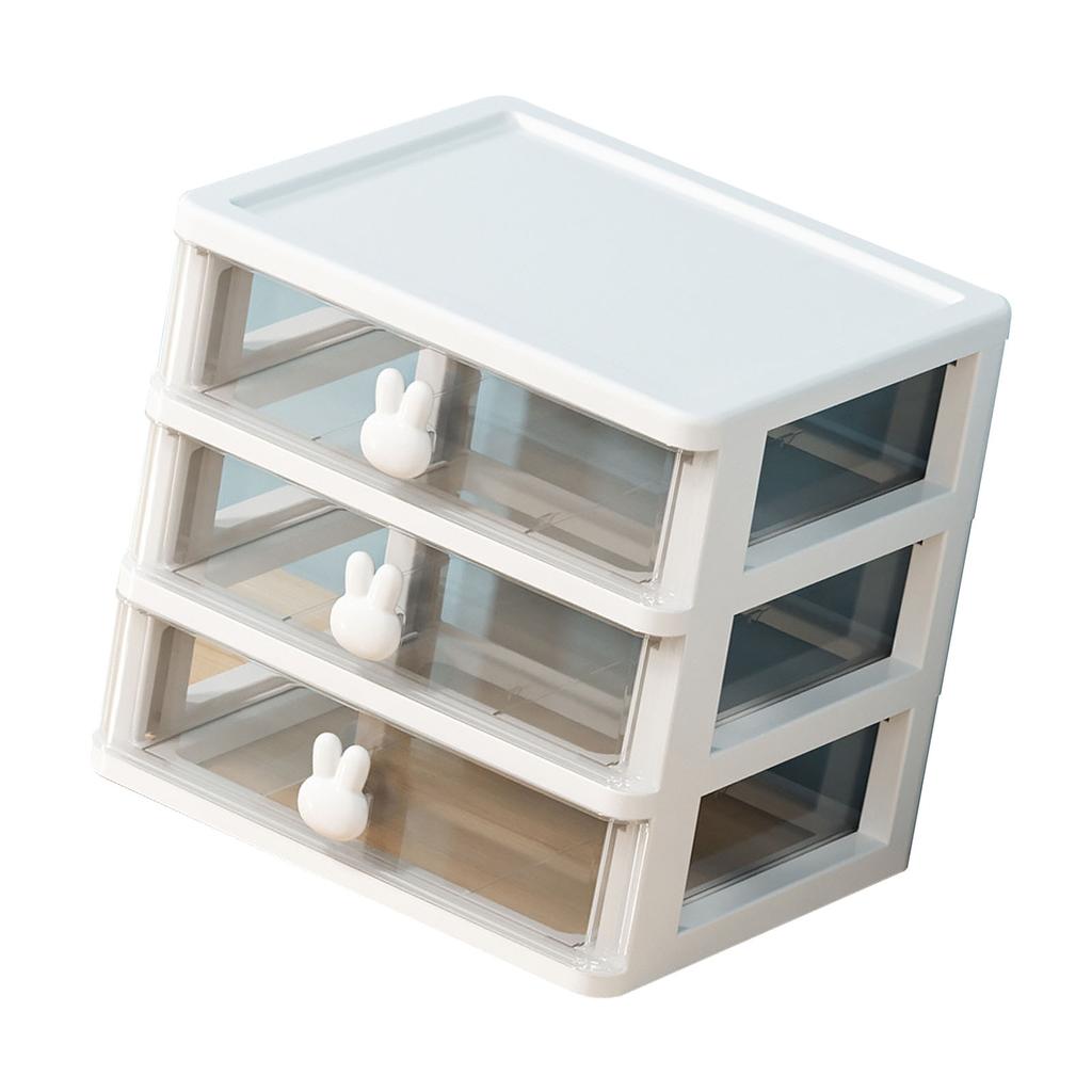 Desk Organizer Clear Plastic Desk Storage Box with 3 Drawers for Office Supplies Makeup