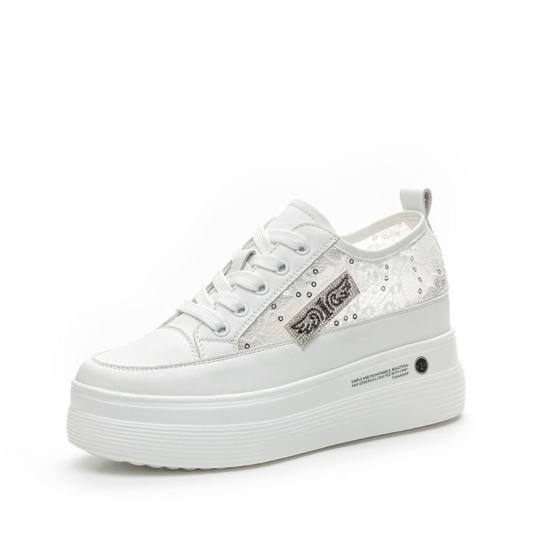 

Trendy Comfortable Women s Shoes New Style Platform Increased Inner Heel Casual Sports Shoes Breathable Mesh White Tenis Shoes 34 білий