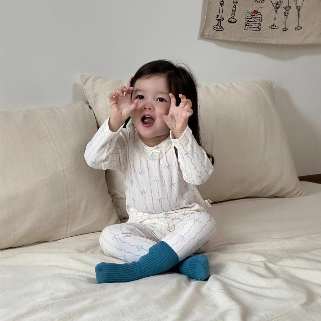 Baby loungewear pajamas infant clothes Class A boneless long johns two-piece set autumn and winter girls' suit