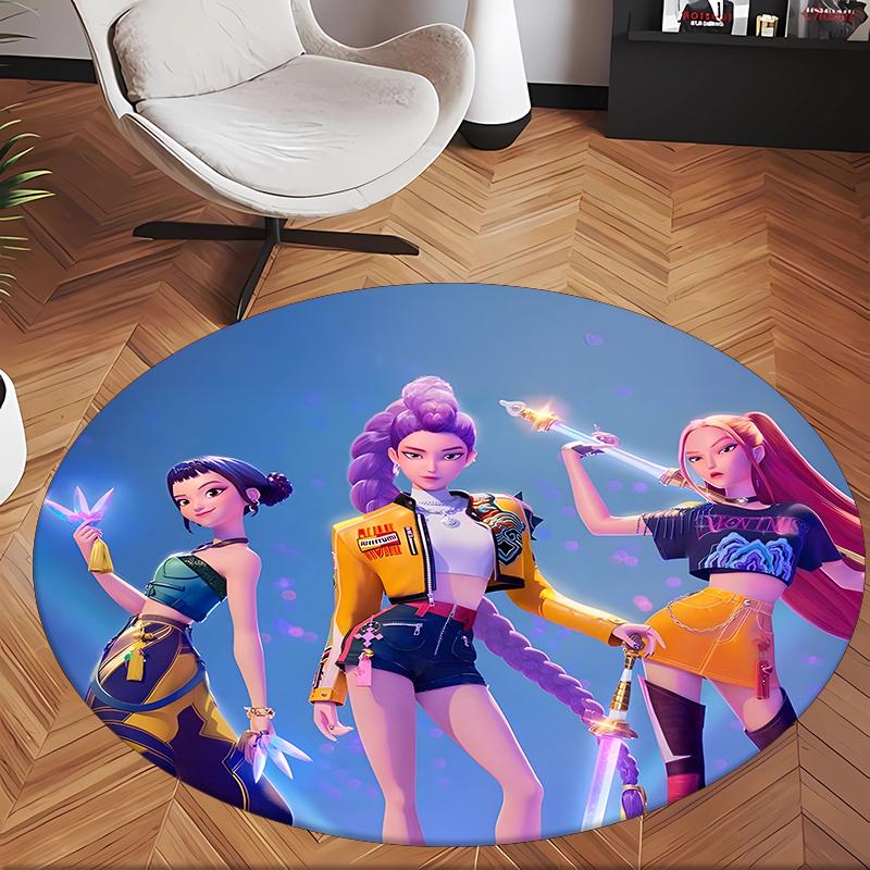 Huntrix (259) Round Office Rug Decorative Floor Rug for Office Bedroom Living Room and Home Space