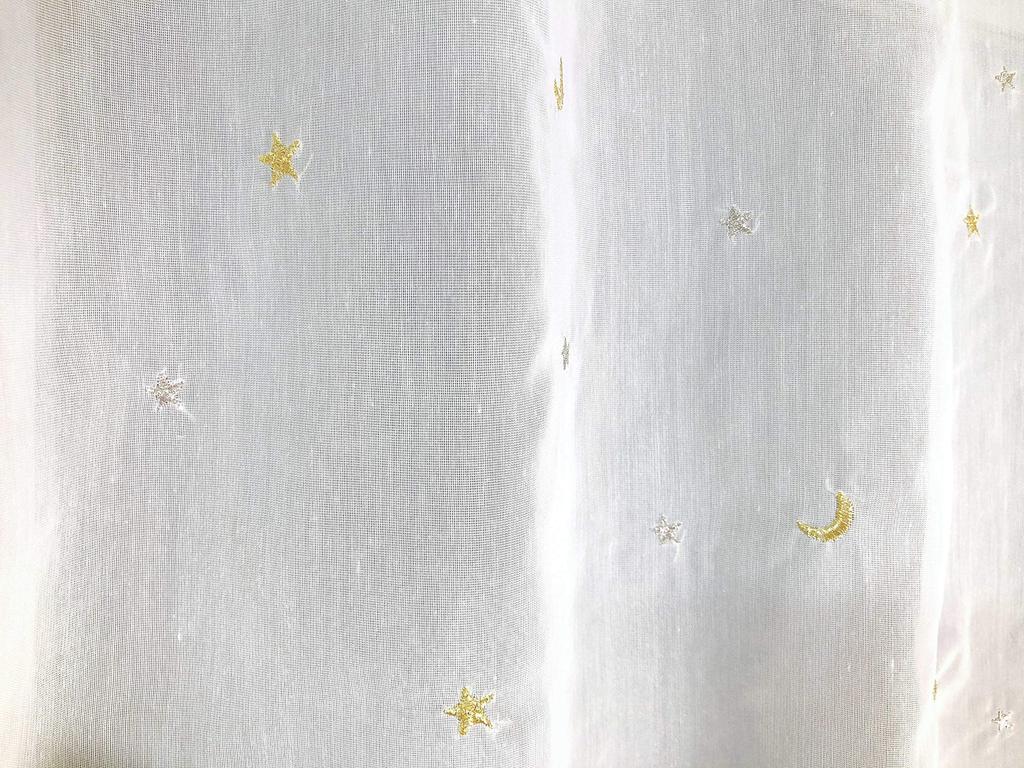 [Stoffladen] Bistrogardinen für kleine Fenster, ca. 100m breit x 70m lang [Goldene Voile-Stickerei]