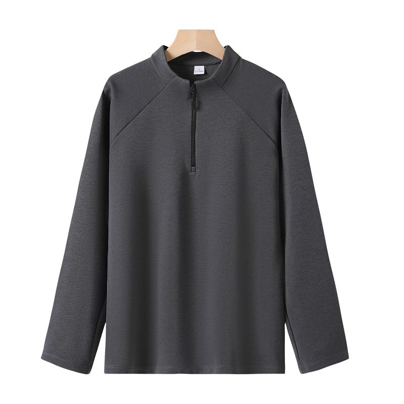 

Men s Spring Autumn New Style Stand Collar Half Zip Sweatshirt Disan Cotton Solid Color Minimalist Breathable Loose Paneled Swea 4XL сірий