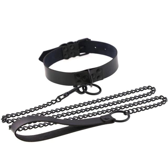 Rivet Slave Collar With Leash Pet Play Owned Submissive Collars & Leashes