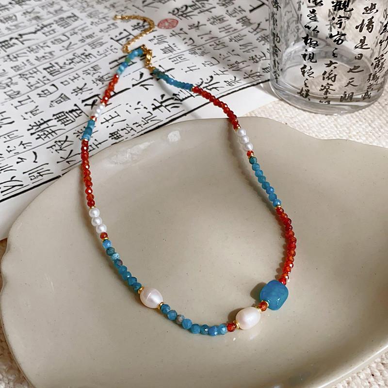 Nytt Kinesisk Geometriskt Pärlhalsband Med Färskvattenpärlor För Kvinnor