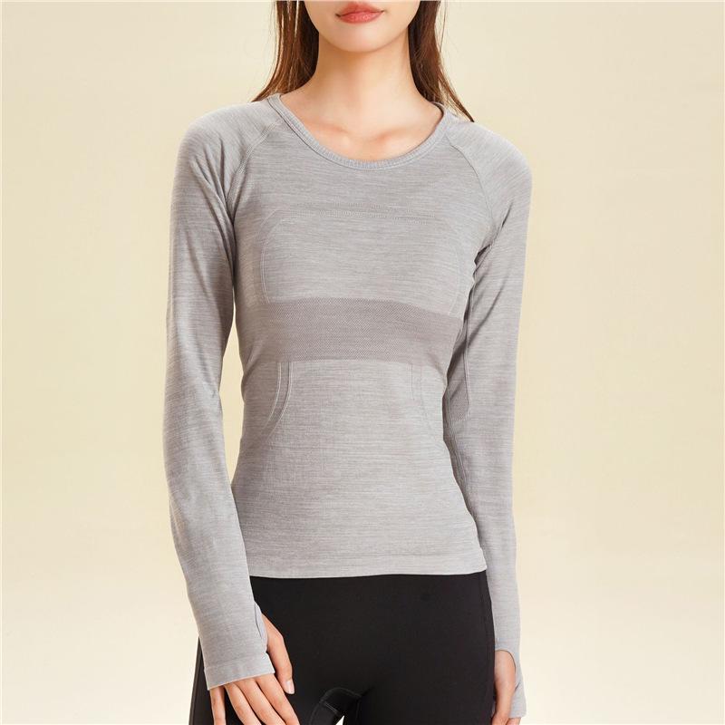 

Женский топ для йоги с длинным рукавом Lulu, быстросохнущий: Высокоэластичный, облегающий крой для бега и пилатеса. L (108-118 jin)