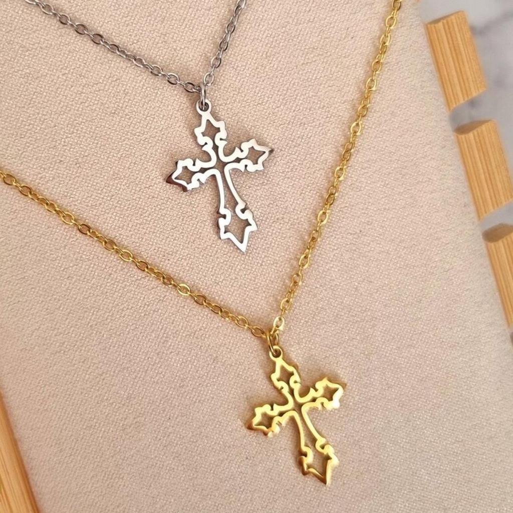 Neue Halskette mit hohlem Kreuzanhänger für Damen - Schlichte Schlüsselbeinkette für Damen - Modischer Schmuck