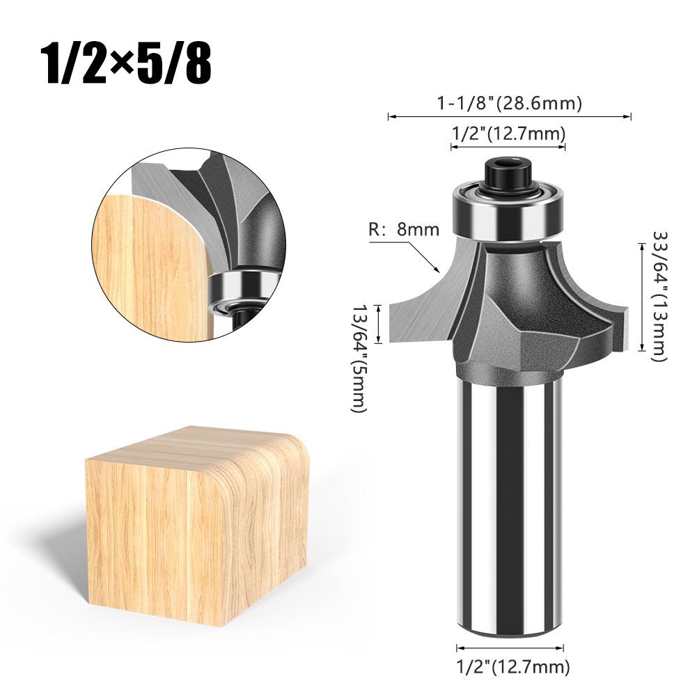 1/2 Handle Fillet Cutter Chamfering Milling Cutter, Commonly Used Fillet Cutter Preferably Tungsten Steel Alloy Fillet Cutter Trimming Machine Tool