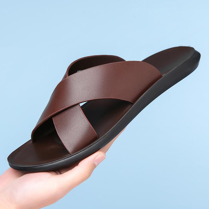 

Fashion Summer Fashion Men Beach Sandals Men Casual Comfortable Anti-slip Business Brand One-shoulder Sandals Sizes 38-48 Men Slipper 48 коричневый