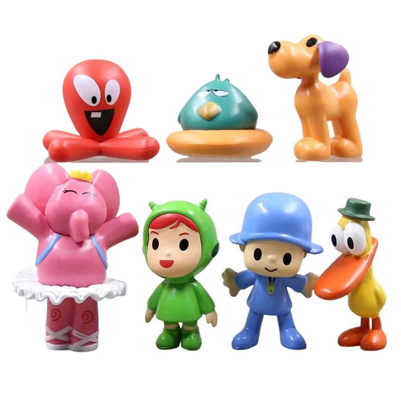

7Pcs/Set Cute And Charming Pocoyo Animal Toy Bird Duck Elephant Doll Toy Model Scene Ornaments Anime Cartoon Adorable Pvc Figures Playthings