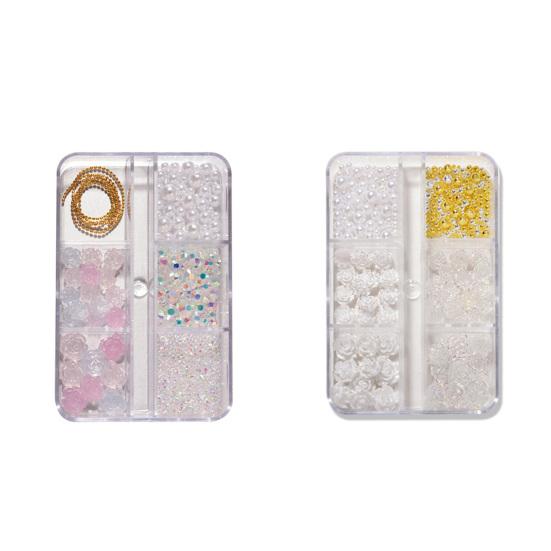 6 siatek/pudełek Nail Art Bead Błyszczące różne kształty DIY Funkcjonalna biżuteria łańcuchowa dla kobiet