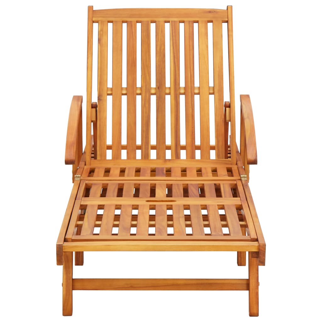 2 Piece Sun Lounger Set with Cushions Solid Acacia Wood