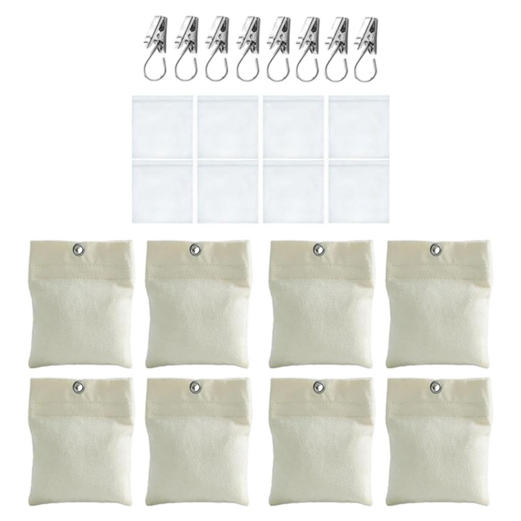 Pack of 8 Outdoor Curtain Weights Sturdy Canvas Wrap Waterproof Designs for Outside Shower Curtains and Tablecloths