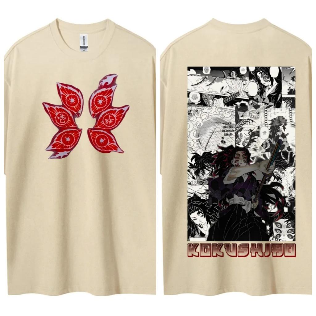 T-shirt Demon Slayer Homme Coton Pur Décontracté Col Rond Manches Courtes Vêtements Été Sport Décontracté Haut Manches Courtes