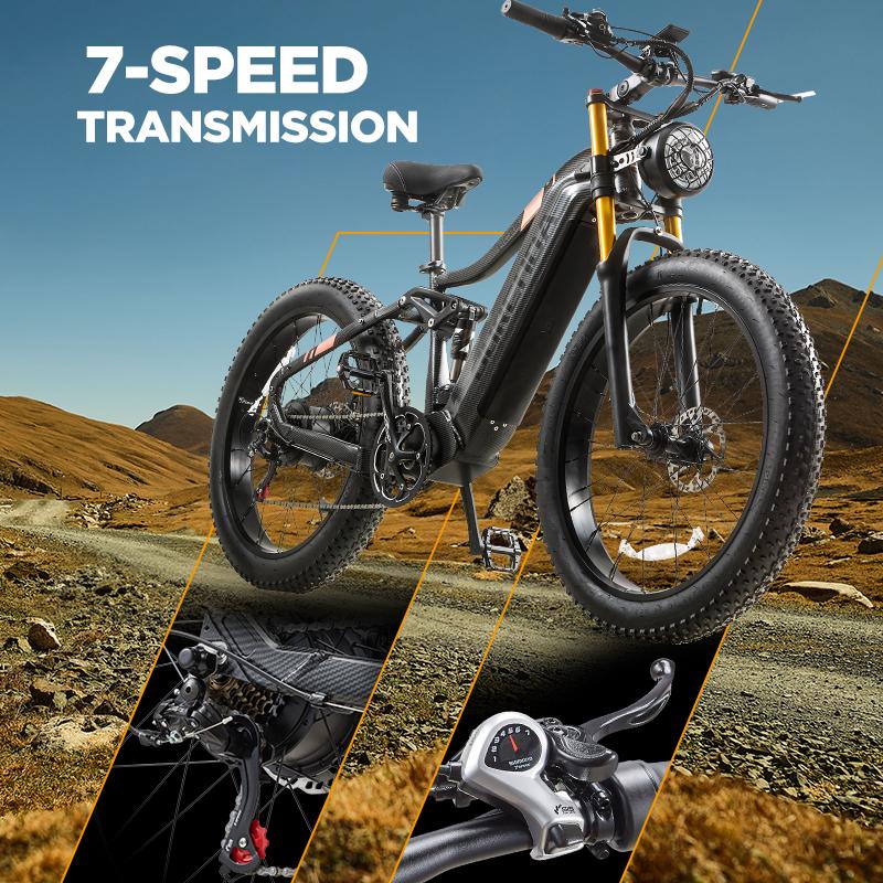 BURCHDA-HC26PRO electric bike for adults, 1500W motor, 48V 30AH battery, 26’ wide off-road tyres, mountain and snow electric bike, off-road bike