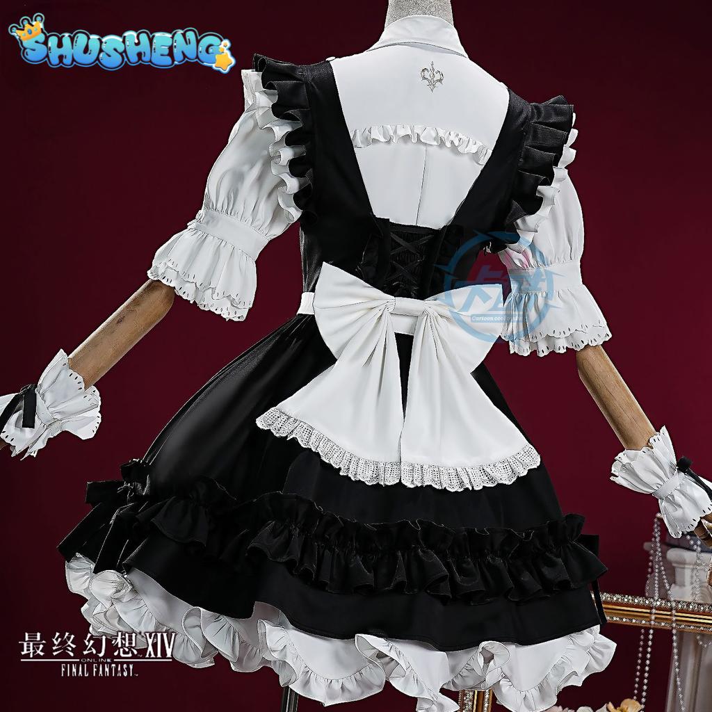 FINAL FANTASY FF1 Maid Dress Cosplay Costume Unisex Game Inspired Uniform for Convention Party