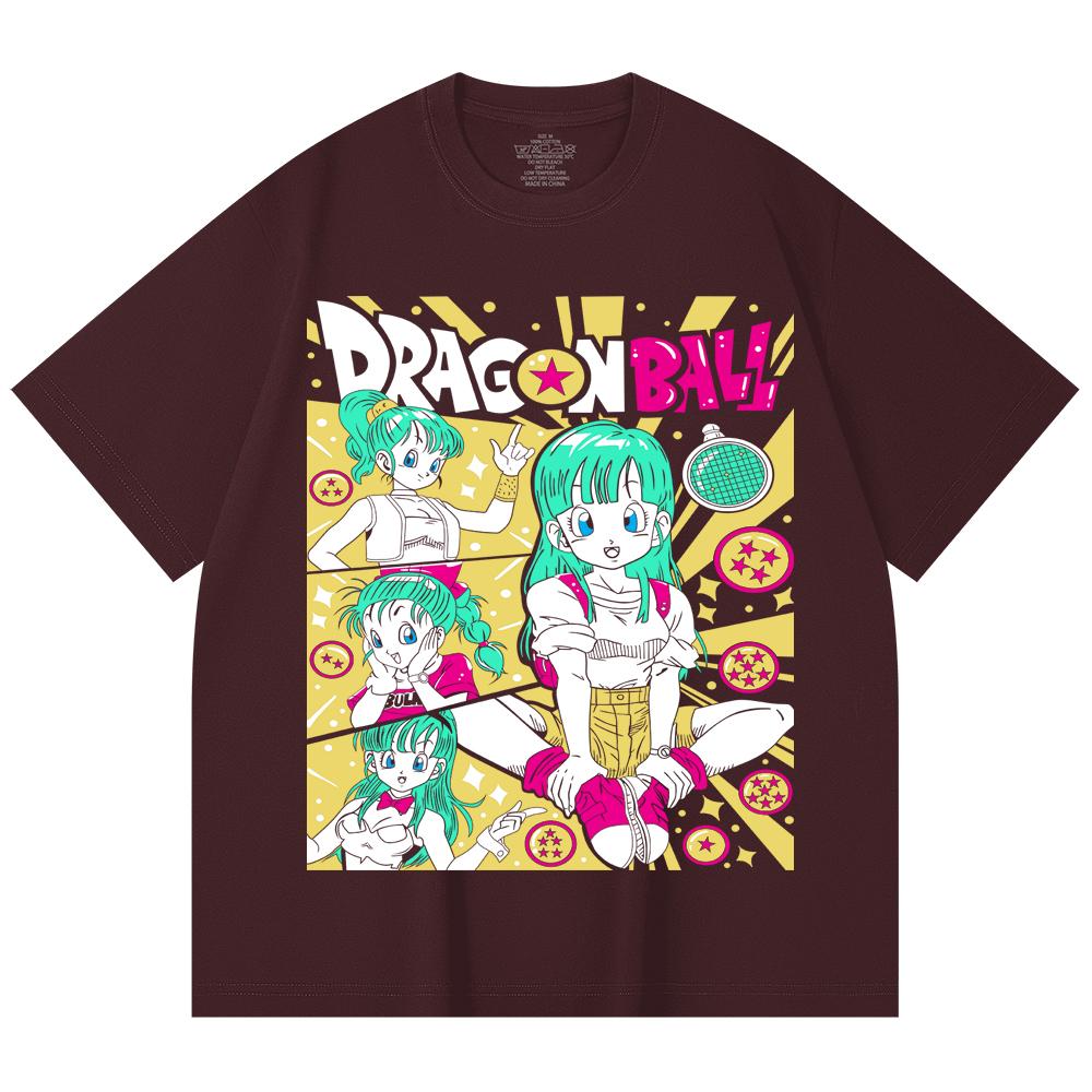 230 Gsm 100% Cotton Dragon Ball V65 Bulma Print Unisex Heavy Cotton T Shirt