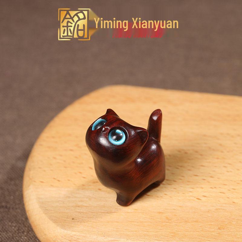 Rosewood Mini Kitten Ornament: Cute and Creative Wooden Cat Decor