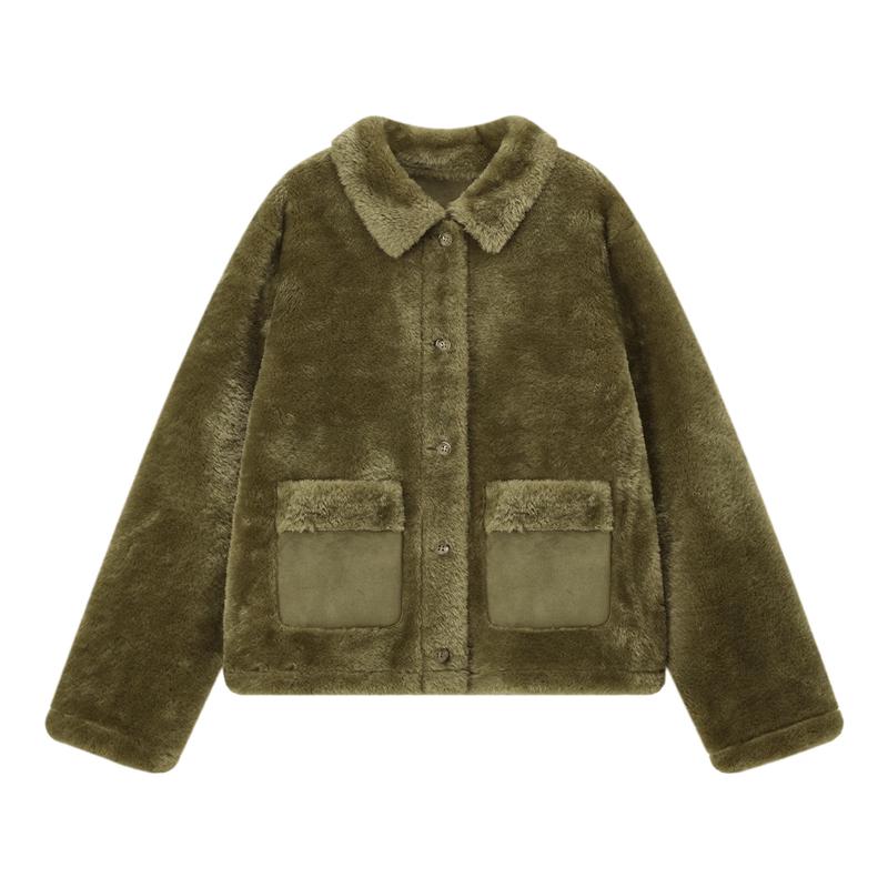 Детская куртка ELLE KIDS из искусственной замши с отделкой из искусственного меха на воротнике 110/120