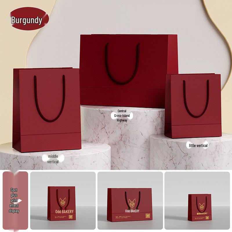 

Luxury Red Wedding Gift Bag with Hot Stamping Premium Cardboard Handle Small Vertical - 18.5L x 8W x 21H cm - 10 pieces