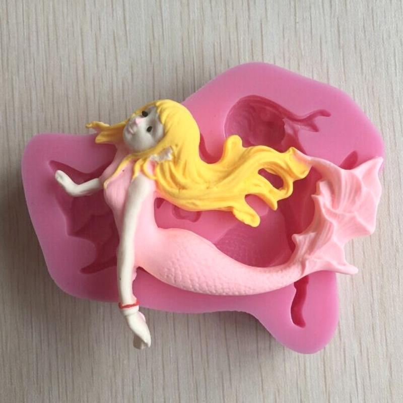 3D Beauty Mermaid Fairy Silicone Fondant Mould Cake Decor Chocolate Baking Mold