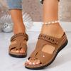 Sommer Damen Keilabsatz Hausschuhe Premium Orthopädische Offene Zehenschuhe für Damen Anti-Rutsch Plateau Retro Hausschuhe Damen