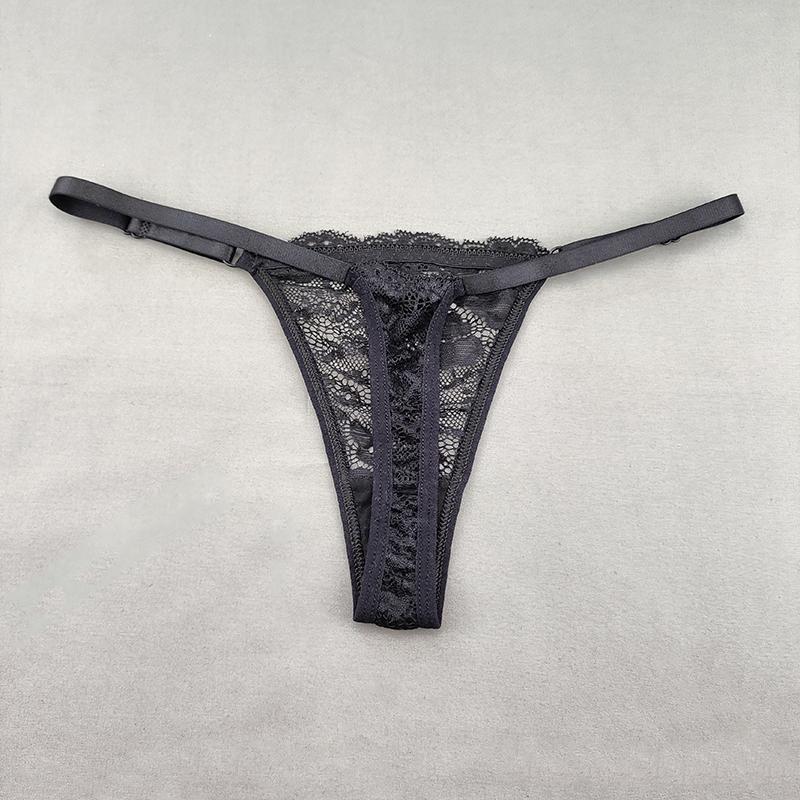 3Pcs Women's Lace Hollow Out Thongs Sheer G-Strings Sexy Ultra-low Rise Seamless Panties Perspective Bow Knickers