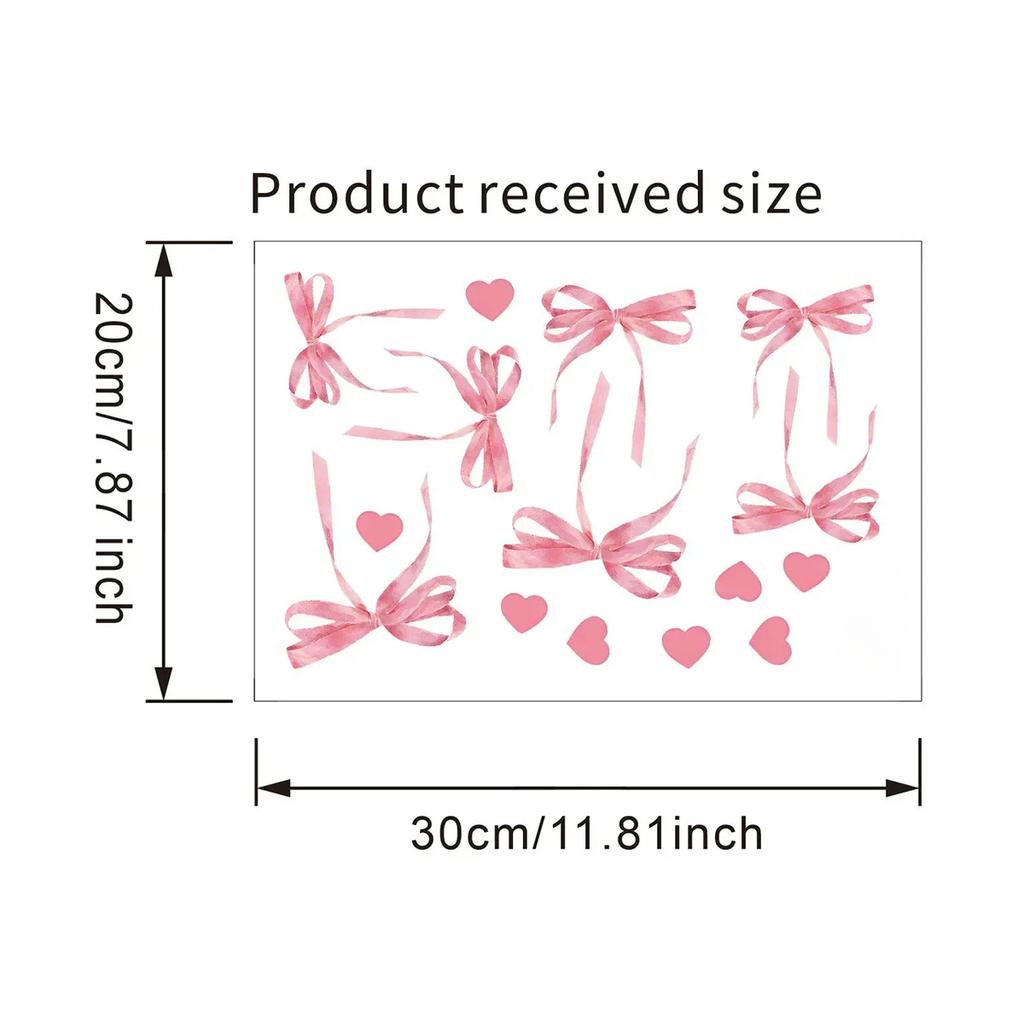 1PC Pink Bow Love Home Decor Stickers Closet Stickers Girl Heart Bedroom Wall Stickers Home Decoration Accessories