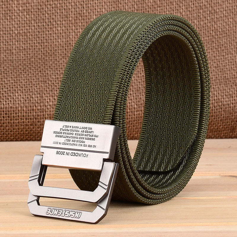 Double Ring Buckle Nylon Waistband Tactical Outdoor Sports Belt Men's Korean Weaving Canvas Nylon Pant