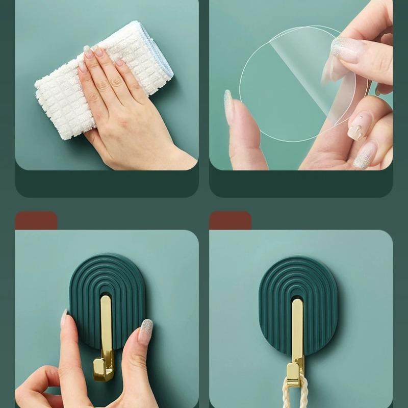 4PCS Wall Plastic Self-Adhesive Hook Multifunctional Bathroom Towel Rack Kitchen Strong Nano Glue Hook Door Rear Bag Hat Hanger