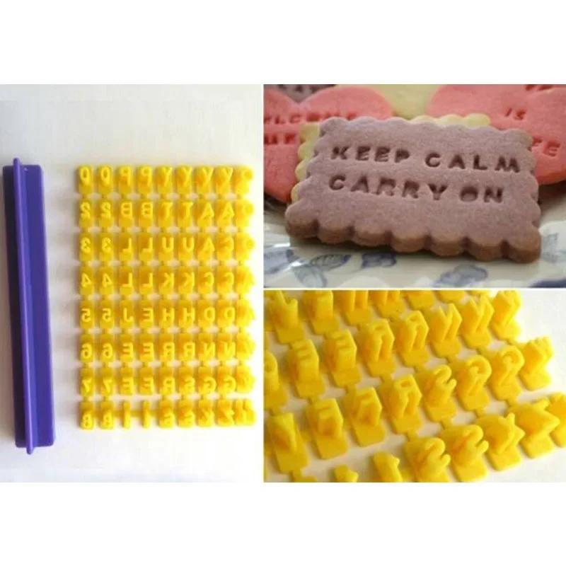 Cookie Press Stamp Embosser Cutter, Fondant Mould, Cake Baking Molds Tools, Round Cutter Stencil, Alphabet Letter Number Cookies