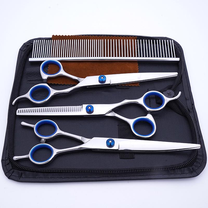 Professional Dog Grooming Scissors Set - Curved and Thinning Shears