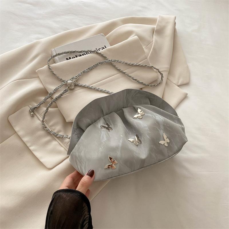 Chic Minimalist Large Capacity Bucket Bag For Women Stylish Summer 2024 Design серебряный