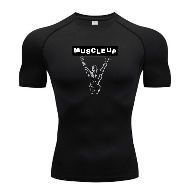 Muscleguys Compression T Shirt Men Summer Muslce Up Sportswear Running T-shirts Elastic Quick Dry Tops Tees Sports Gym Workout Shirts