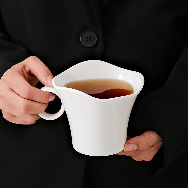 Ceramic Milk Cup Coffee Cup Couple Cup Black And White Solid Color High Value Underglaze Color Personalized High Value
